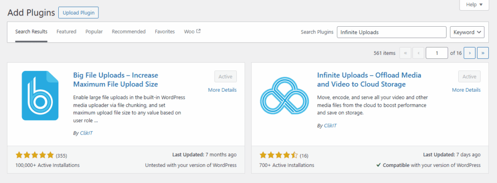 Install and activate Infinite Uploads plugin