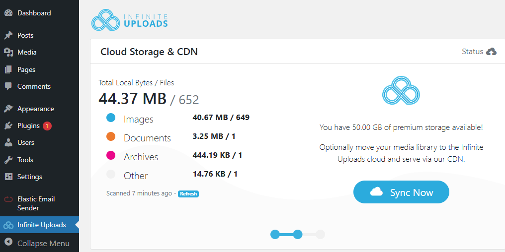 Infinite Uploads WordPress plugin to offload WordPress media to cloud. 