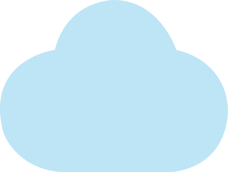 Blue cloud icon on black background, simple illustration without text.