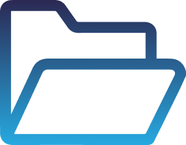 Blue gradient folder icon on white background, digital illustration style.