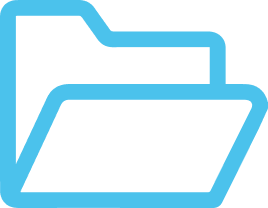 Blue outlined folder icon on white background, simple digital illustration.