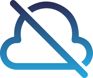 Cloud icon with diagonal line, blue gradient, digital illustration, no text.
