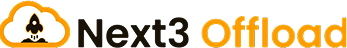Cloud logo with rocket, "Next3 Offload" text in black and orange.