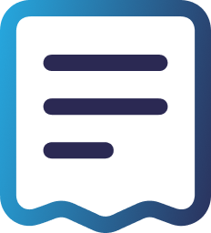 Illustration of a blue gradient receipt icon with horizontal lines, no text.