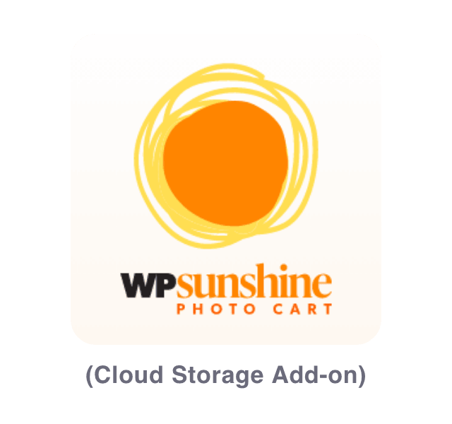 Logo with orange sun, WP Sunshine Photo Cart text, digital illustration style.