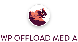 rabbit-logo-with-purple-and-pink-hues-wp-offload-media-text-below Rabbit logo with purple and pink hues, "WP Offload Media" text below.