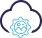 Blue and black cloud logo with a gear and person icon inside.