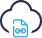 Blue cloud icon with document, featuring a download arrow, digital illustration.
