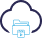Cloud icon with blue folder and lock, digital illustration, no text.