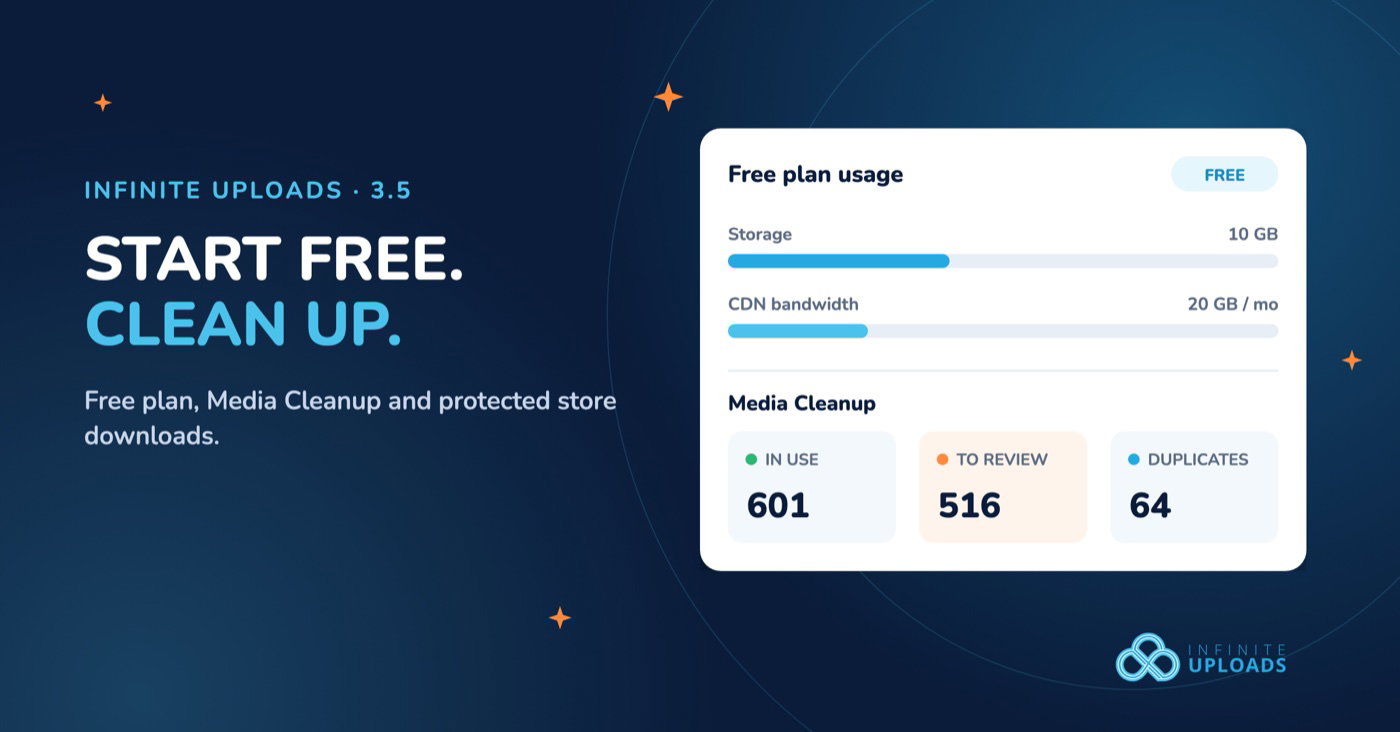 Infinite Uploads 3.5 adds a Free plan and Media Cleanup